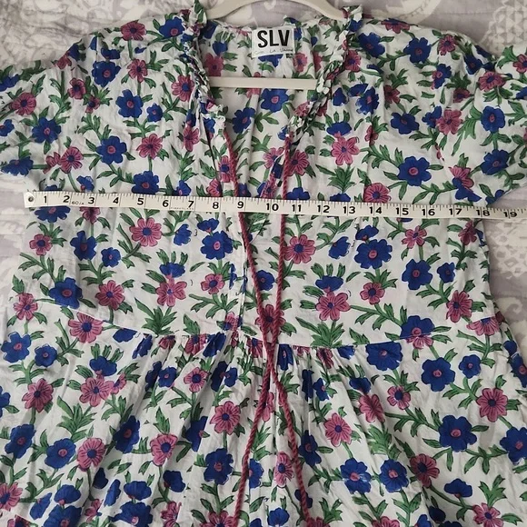 Pretty cotton floral tunic top or mini dress in very good condition! - Picture 7 of 8